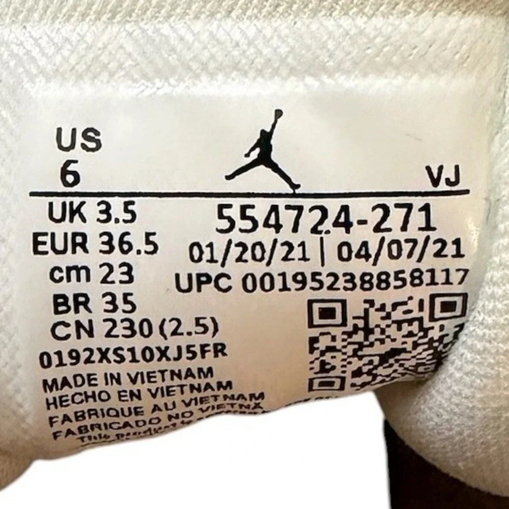 Nike Air Jordan 1 Mid Boys Sneakers 6Y Tan Gum Hemp White Leather 554724-271
